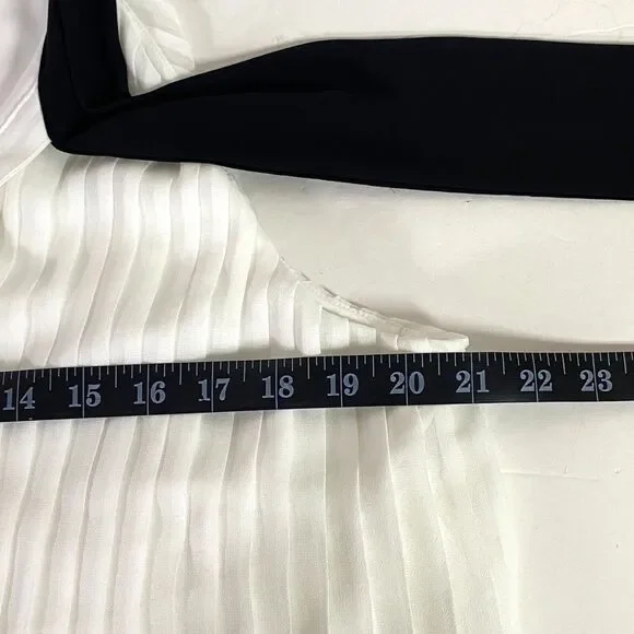 WHBM Tiered Pleats Tank Top Womens Size 14 Off White Black Necktie Lined NWOT - Picture 14 of 15